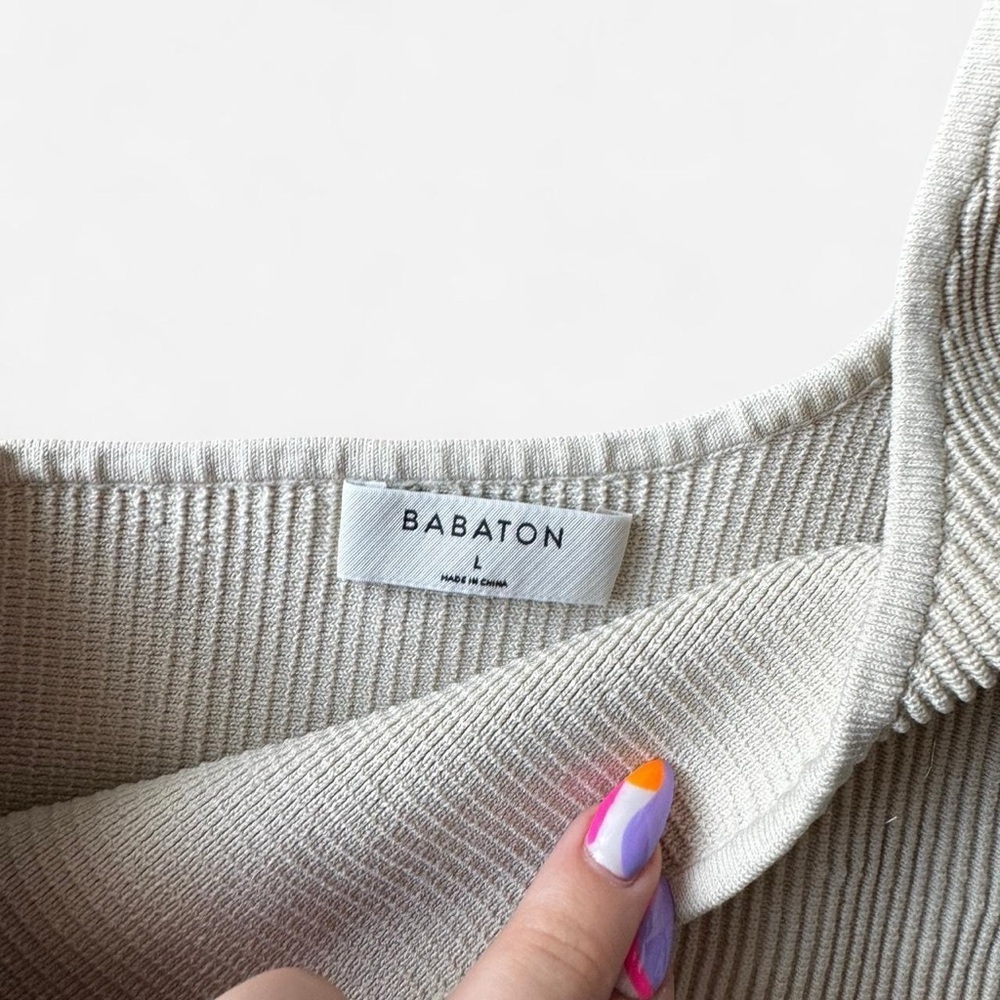 Aritzia Babaton one shoulder ribbed tank top in white - Picture 4 of 6